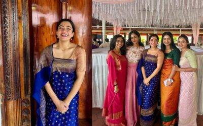 Steal the Spotlight at Your BFF’s Wedding with Rashmika Mandanna’s Blue Coorgi Saree Look