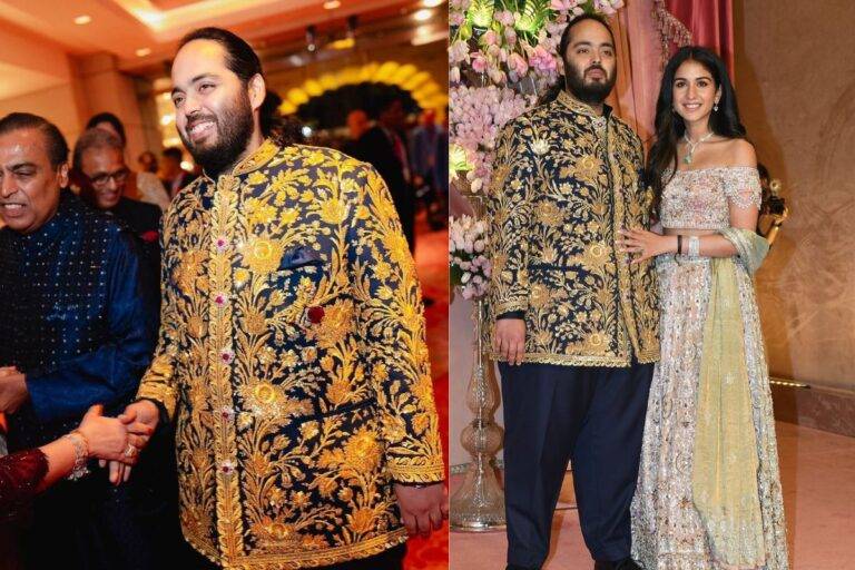 Anant Ambani and Radhika Merchant Dazzle in Abu Jani Sandeep Khosla for Their Sangeet Ceremony