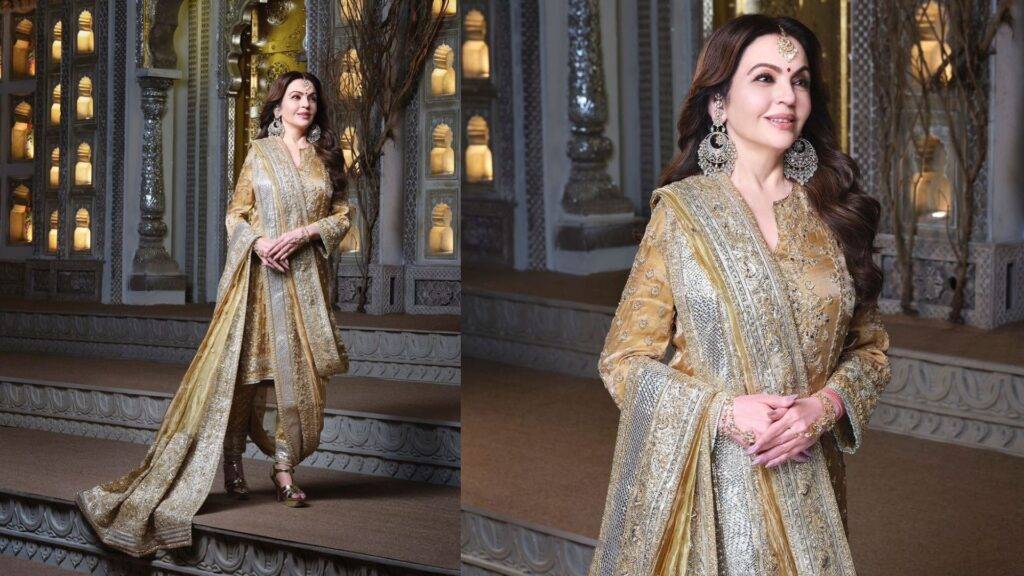Read more about the article Beautiful and Graceful: Mrs. Nita Ambani in an Antique Gold Ensemble