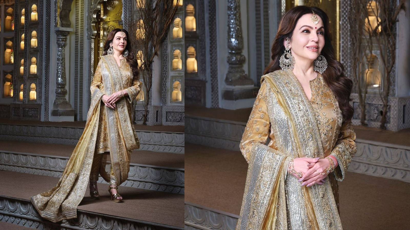 You are currently viewing Beautiful and Graceful: Mrs. Nita Ambani in an Antique Gold Ensemble