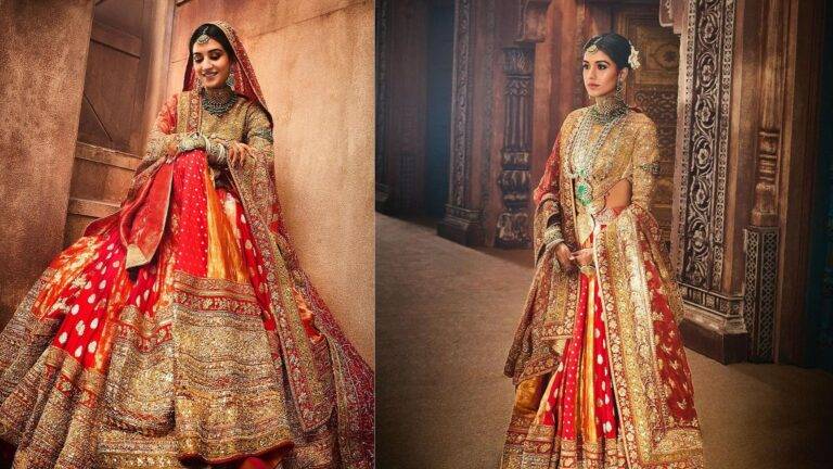 Bride Radhika Merchant’s Stunning Vidai Ensemble by Manish Malhotra