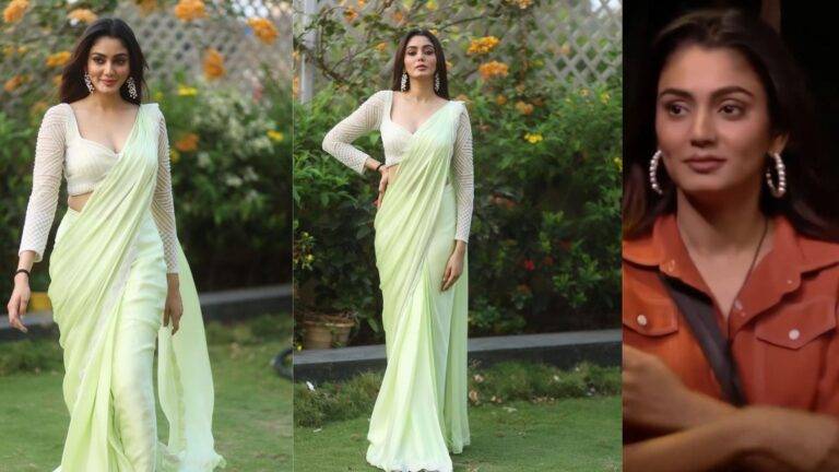 Sana Makbul’s Ethereal Pastel Green Saree Look: Designed by Richa Jaisinghani: Bigg Boss OTT 3 Contestant