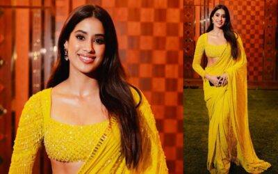 Janhvi Kapoor Stuns in Yellow Saree at Anant Ambani’s Haldi Ceremony