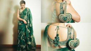 Read more about the article Rashmika Mandanna’s Stunning Green Saree Look: Elegance Redefined