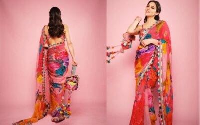 Bollywood Celebrity Sara Ali Khan Stuns in Vibrant Saree