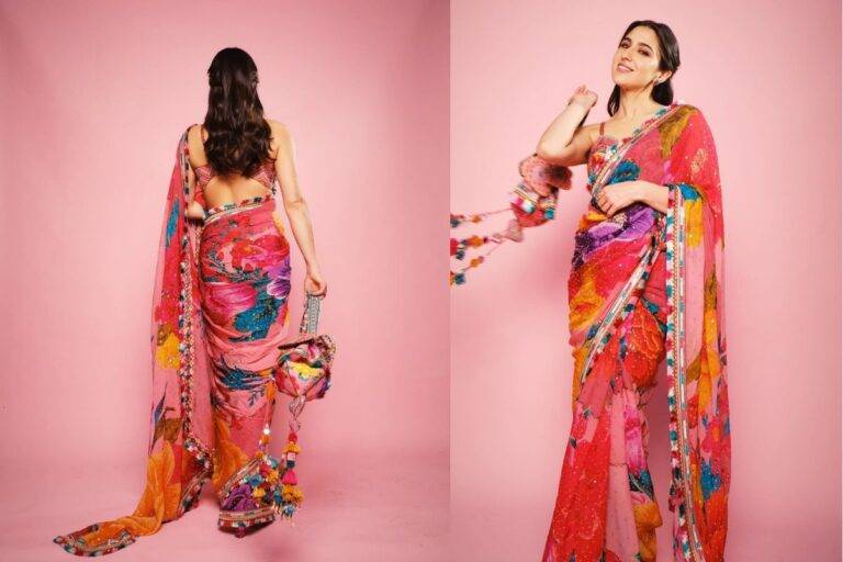 Bollywood Celebrity Sara Ali Khan Stuns in Vibrant Saree
